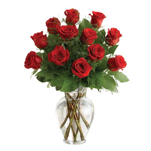 One Dozen Red Roses - Vase Included at Send Flowers