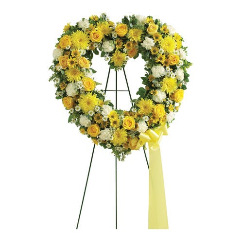 Yellow & White Standing Open Heart at Send Flowers