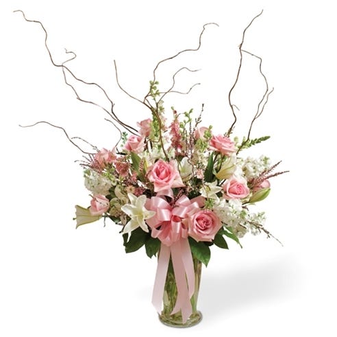 Pink White Large Sympathy Vase Arrangement At Send Flowers