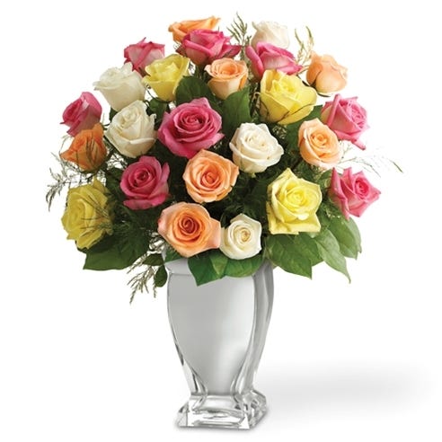 assorted stem vase roses premium silver