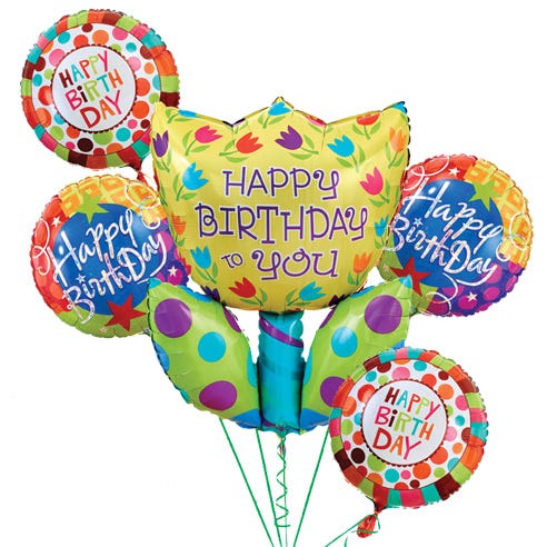 Flower Birthday Balloon Bundle at Send Flowers