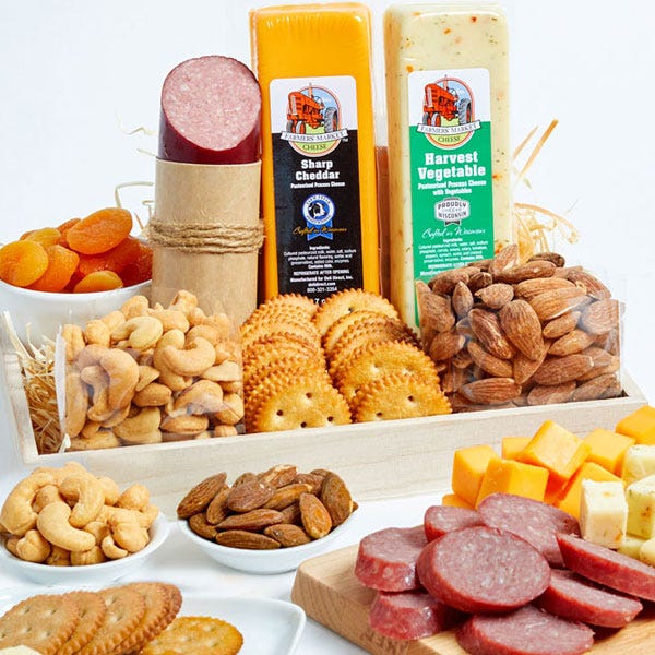 Classic Cheese, Sausage, Crackers & Nuts Tray