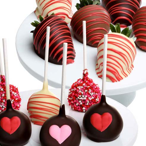 Valentine's Cake Pops & Chocolate Strawberries - 12 Pieces