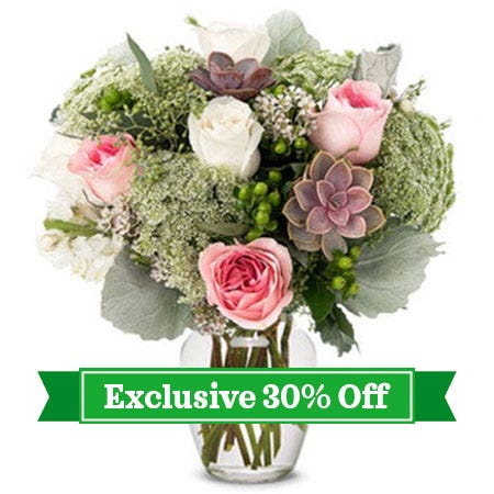 Soft Succulent and Rose Bouquet