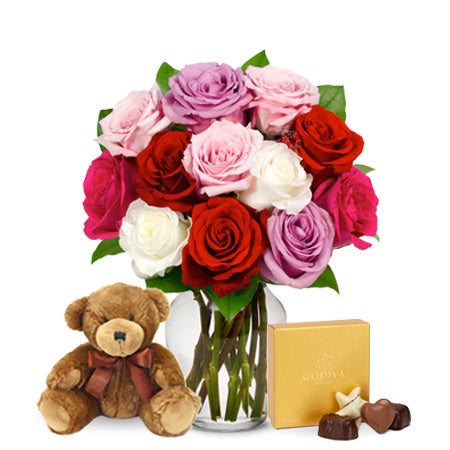 roses chocolate teddy bear