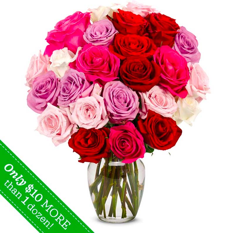 Two Dozen Sweetheart Roses