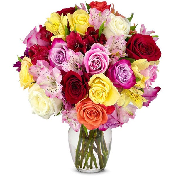 Bright & Brilliant Rose Bouquet - Premium at Send Flowers