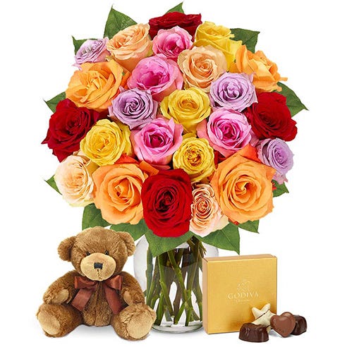 flowers bear and chocolates