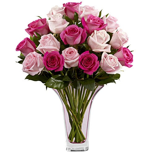 Roses and pink roses for valentines day with pink flowers 