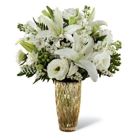 White lily bouquet and thank you flower delivery same day
