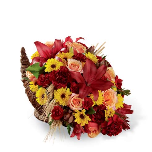 Send flowers orange lily cornucopia flower bouquet delivery