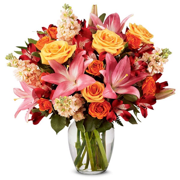 coral lily bouquet