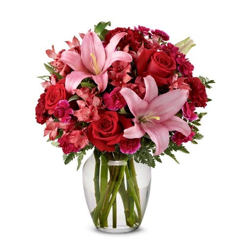 cheap mixed rose bouquet for same day delivery roses with pink lilies