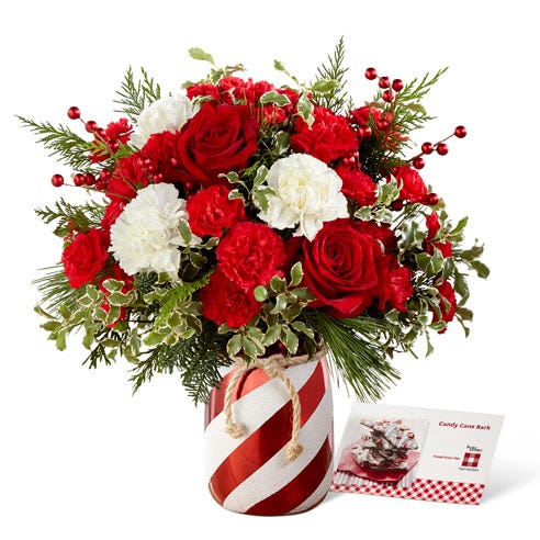 Holiday Wishes Stripe Bouquet at Send Flowers