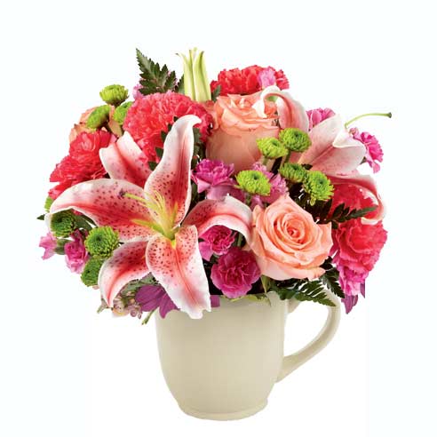 Mother's Day flower mug delivery with Mother's Day gift ideas