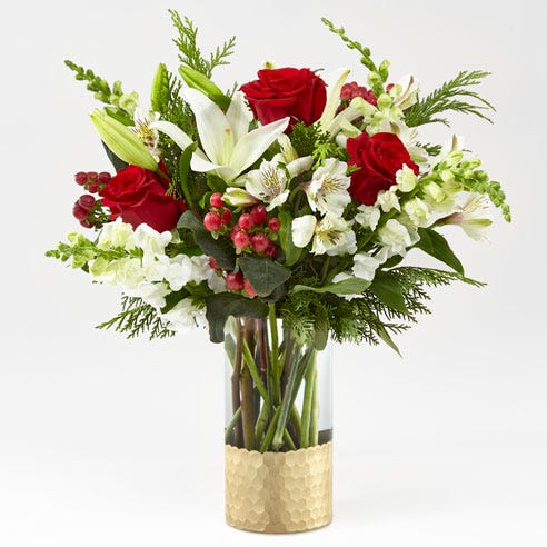 Mistletoe Rose and Lily Bouquet