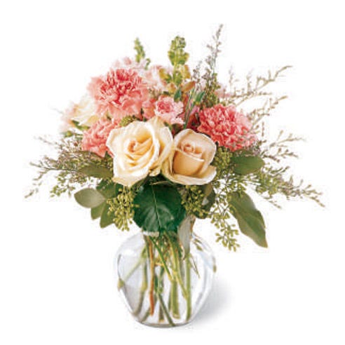 Small pale pink rose bouquet with snapdragons
