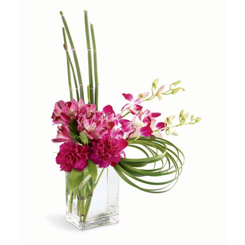 modern pink flower arrangement