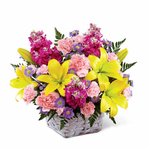 Lily Flower Basket Bouquet at Send Flowers