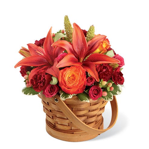 Bountiful Orange Lilies Basket at Send Flowers