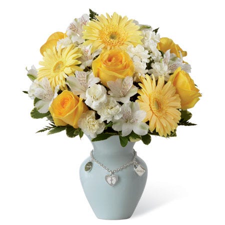 Bright yellow roses, Peruvian Lilies, gerbera daisies for delivery