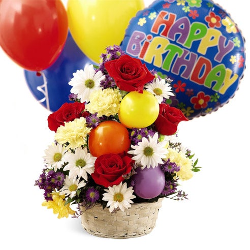 My Joy Birthday Bouquet And Balloons at Send Flowers