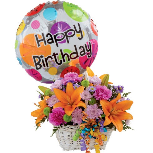 Happy Birthday Bouquet And Balloon at Send Flowers