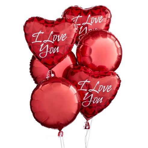 Heart shaped I love you red balloons