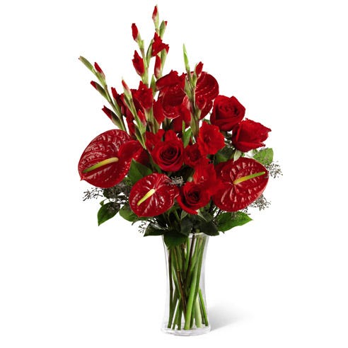 Sympathy bouquet of anthurium and roses