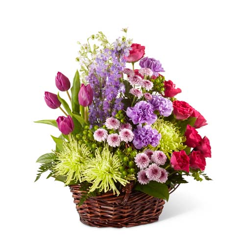 Treasured Mixed Flower Basket at Send Flowers