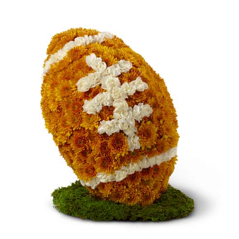 White Mini Carnations and Bronze Chrysanthemums as Football Themed