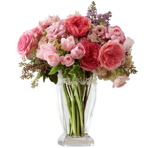 Pink rose luxury arrangement, large pink rose delivery and premium rose bouquet