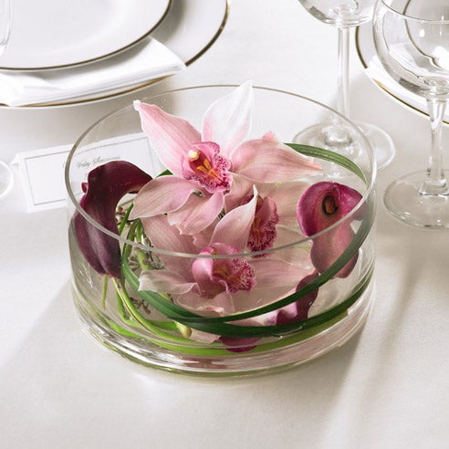 Purple floating orchid centerpiece delivery and purple flower centerpiece