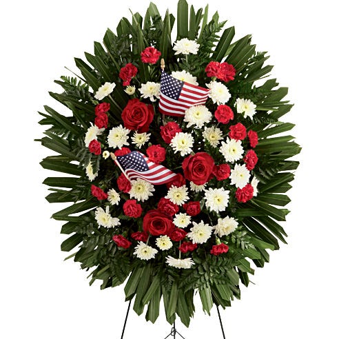 spray standing soldier glory ftd salute funeral soldiers flowers 4435 xx oval