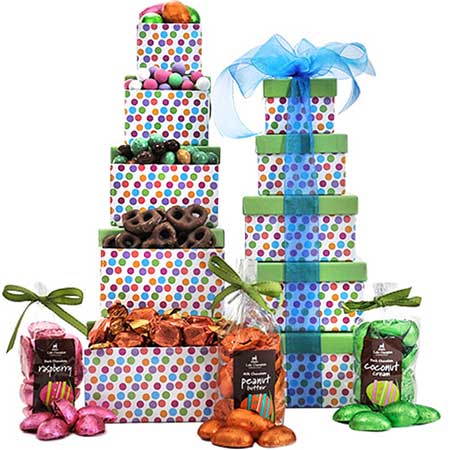 Gourmet gift basket delivery from send flowers with cheap presents tower