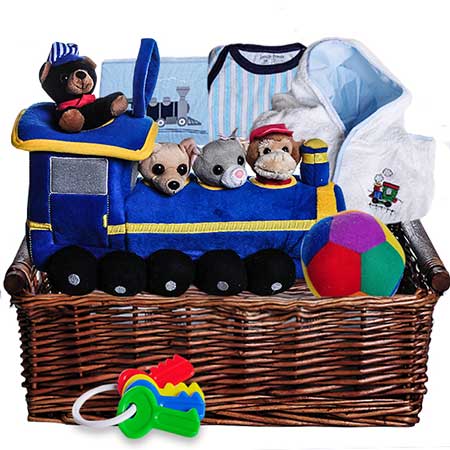New baby boy train themed