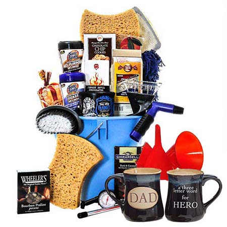 Father dad car wash gift basket delivery with chocolates, candy, popcorn and cookies