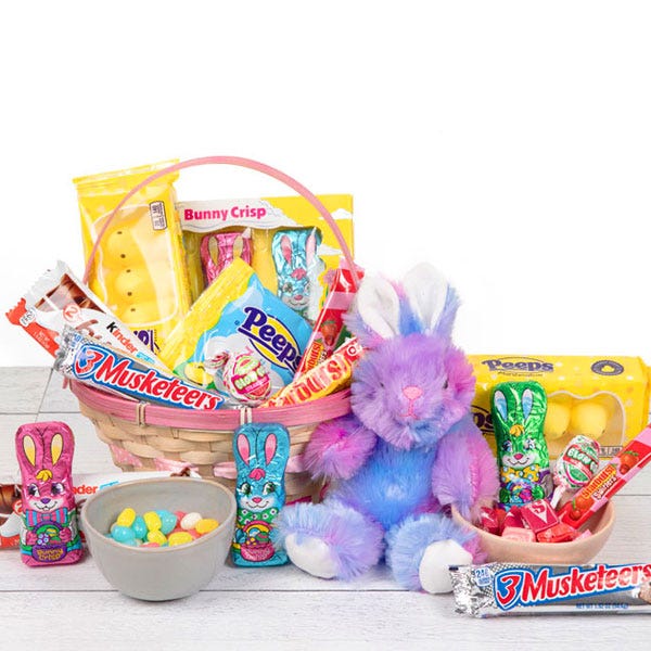 Happy Easter Candy and Plush Bunny Gift Basket