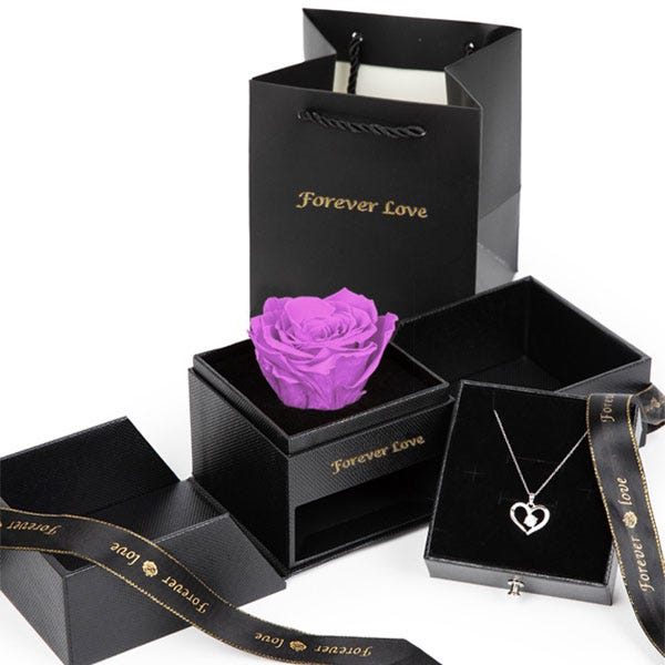 Forever Love Purple Rose & Necklace Gift Set