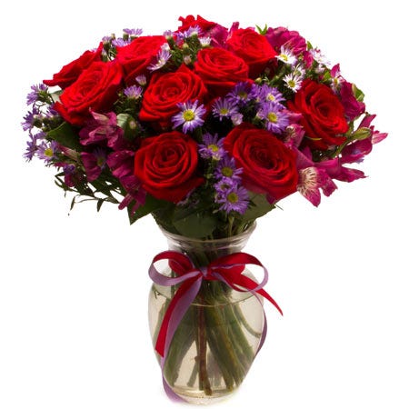 Rubies And Roses Bouquet at Send Flowers