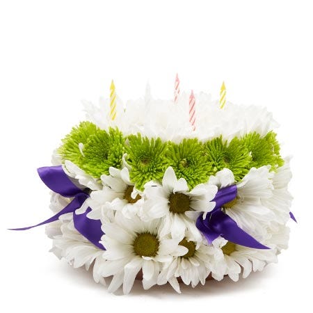 birthday flower cake arrangement