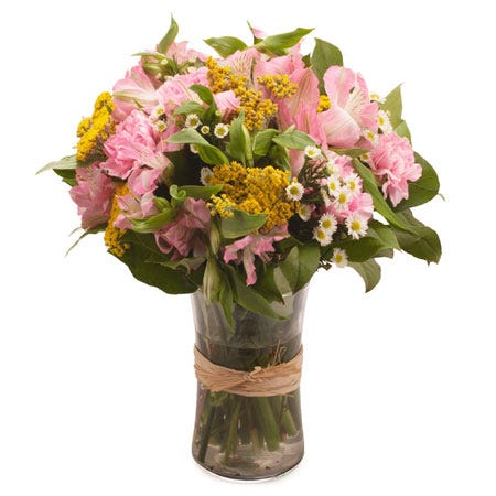 Cheap pink carnation and pink alstroemeria bouquet of same day flowers online