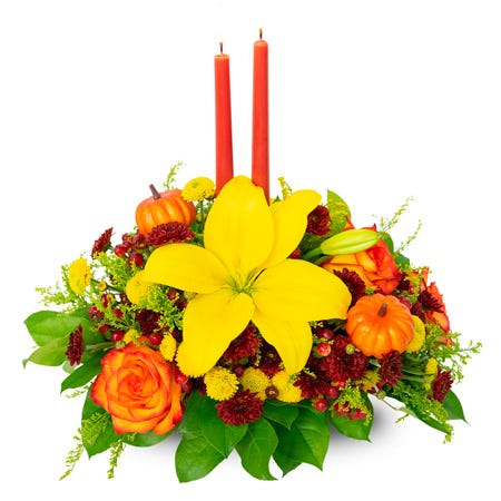 fall flowers candle centerpiece