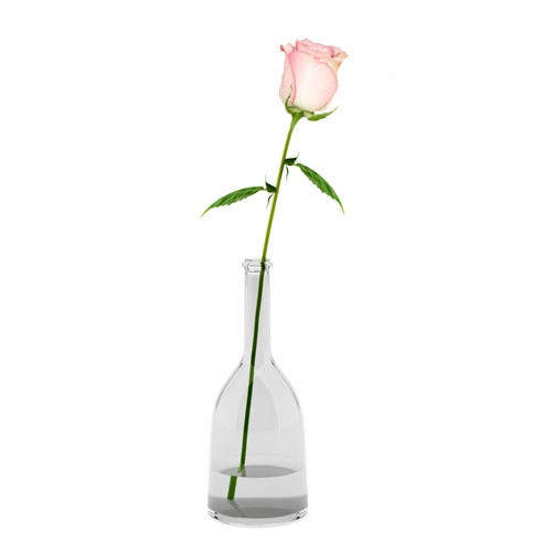 1 Piece Long-Stemmed Light-Pink Rose in a Small Bud Glass Vase with Card Message