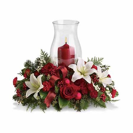 Red rose centerpiece and floral centerpiece from send flowers online