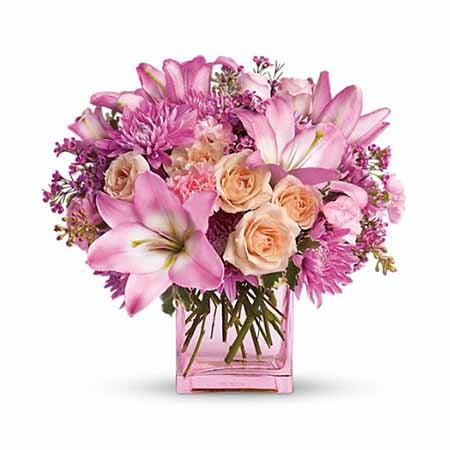 Flowers shops that deliver pink lily bouquets