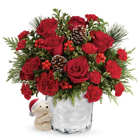 Christmas Bouquet And Cuddly Hug at Send Flowers