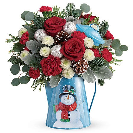 Snowman Christmas Flowers Bouquet At Send Flowers