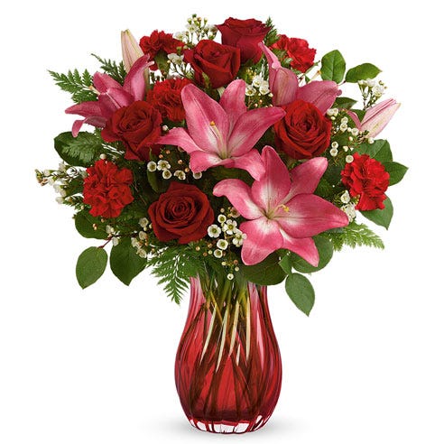 Swirling Passion Rose and Lily Bouquet