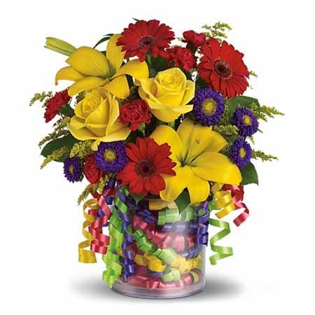 Buy happy birthday ribbon flower bouquet and other cheap flowers